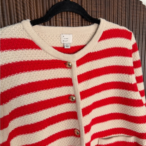 a new day Red and Cream Striped Cardigan - Picture 2 of 4